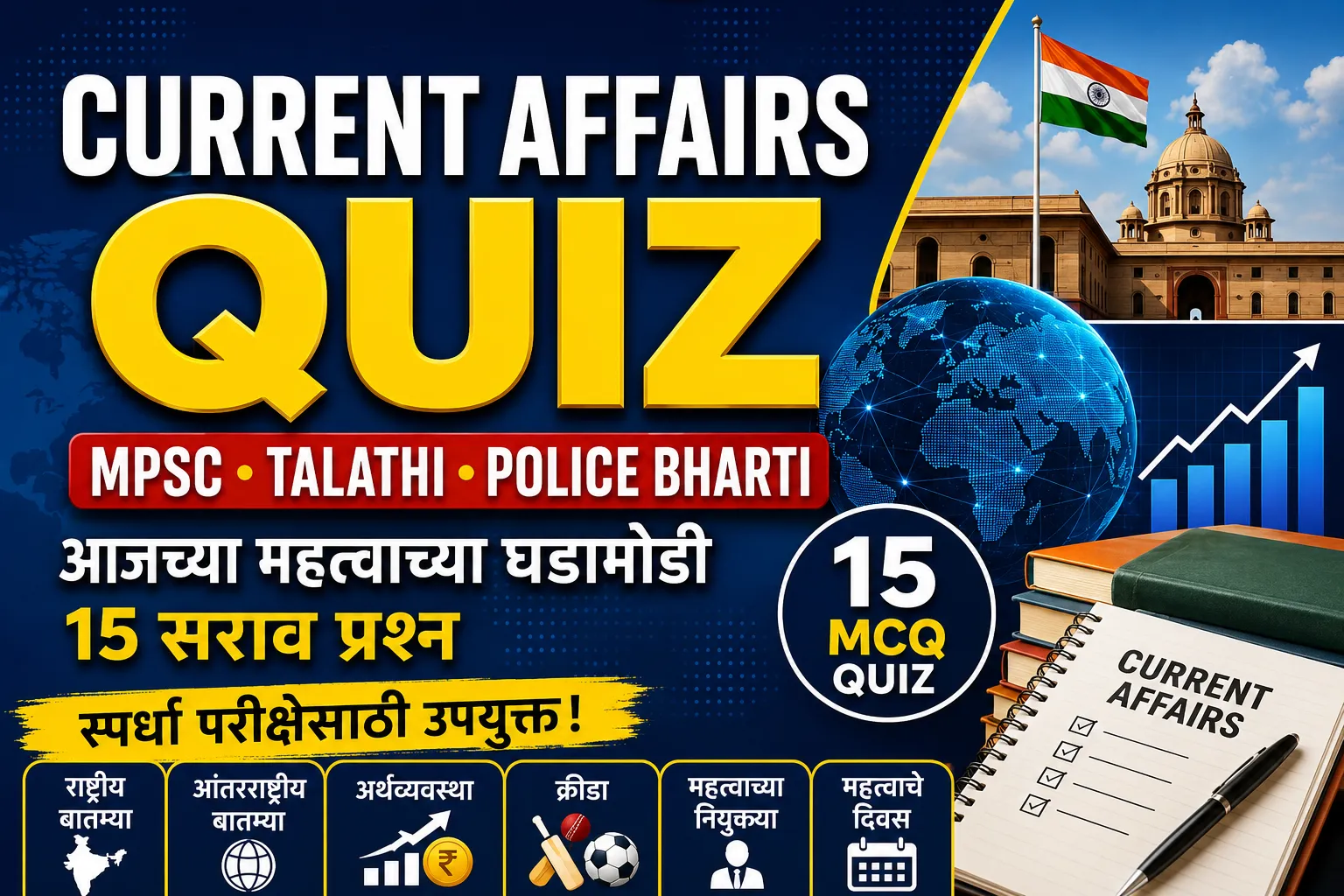 Current Affairs Quiz in Marathi for MPSC Talathi and Police Bharti